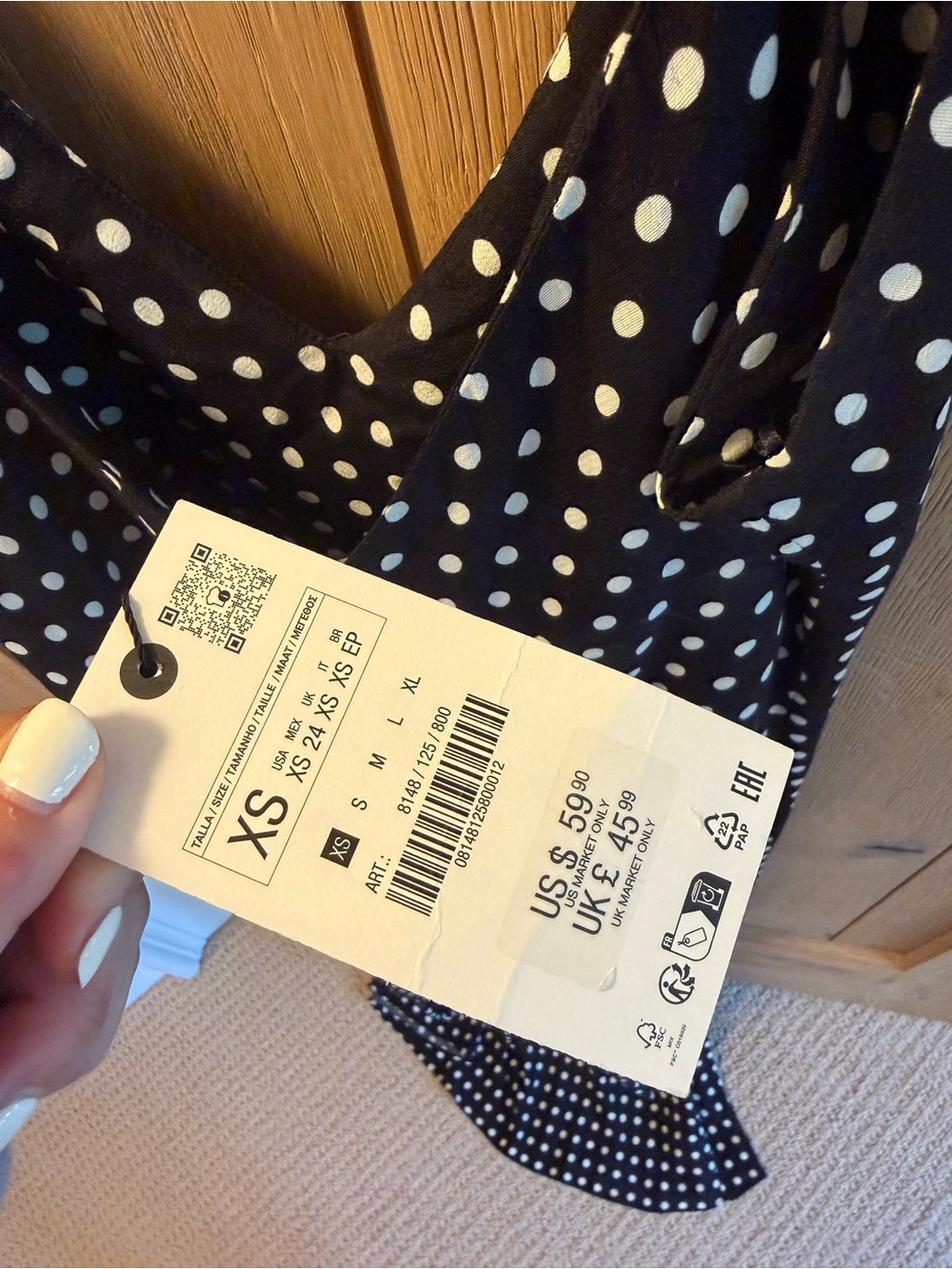 Black Polka Dot Slip Dress with Spaghetti Straps - Picture 3 of 4